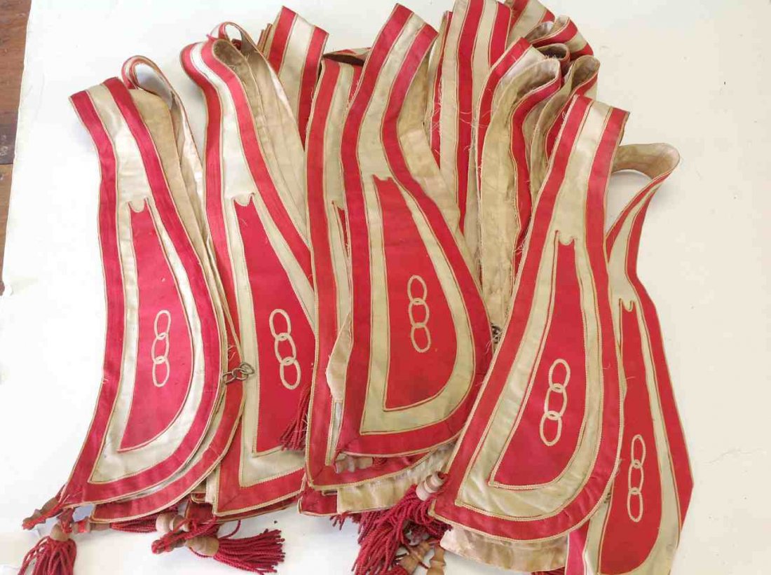 ODD FELLOW (13) CEREMONIAL SASHES FROM CLOSED SOUTHERN,: ODD FELLOW (13) CEREMONIAL SASHES FROM CLOSED SOUTHERN, N.Y. LODGE. PICTURED ARE BOTH SIDES.