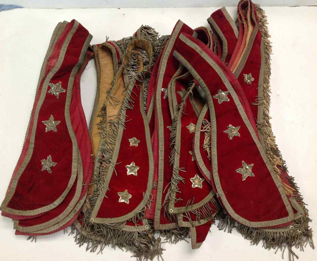 ODD FELLOW (32) CEREMONIAL RED VELVET SASHES WITH: ODD FELLOW (32) CEREMONIAL RED VELVET SASHES WITH STARS, FROM CLOSED LODGE IN SOUTHERN, N.Y.