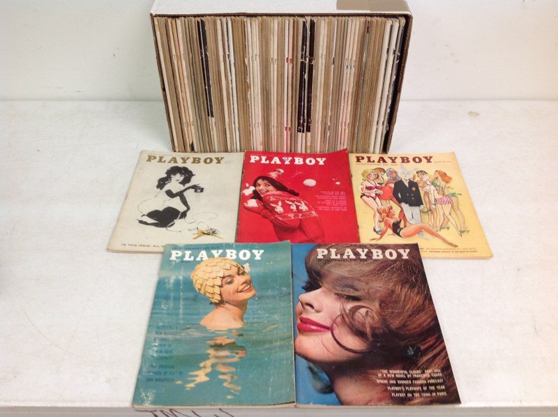 PLAYBOY MAGAZINES 8/60- 1/63, OVER 50 ISSUES, GOOD TO: PLAYBOY MAGAZINES 8/60- 1/63, OVER 50 ISSUES, GOOD TO VERY GOOD CONDITION, SOME DUPLICATES, FROM COLLECTION
