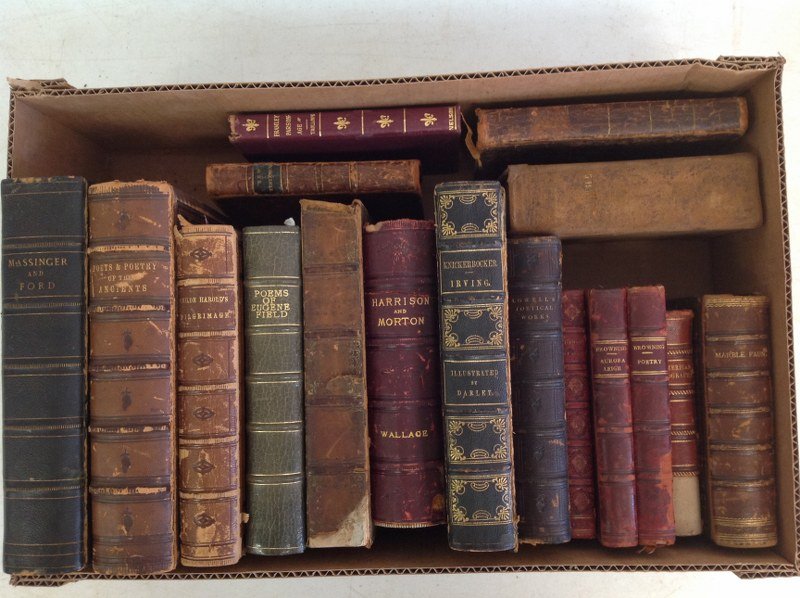 LOT OF 17 19TH CENTURY BOOKS- INCLUDING THE SEASONS BY: LOT OF 17 19TH CENTURY BOOKS- INCLUDING THE SEASONS BY JAMES THOMSON, 1819; A HISTORY OF NEW YORK BY DIEDRICH KNICKERBOCKER, 1850; THE POETICAL WORKS OF JAMES RUSSELL LOWELL, 1877; LIFE OF GEN. BEN. H