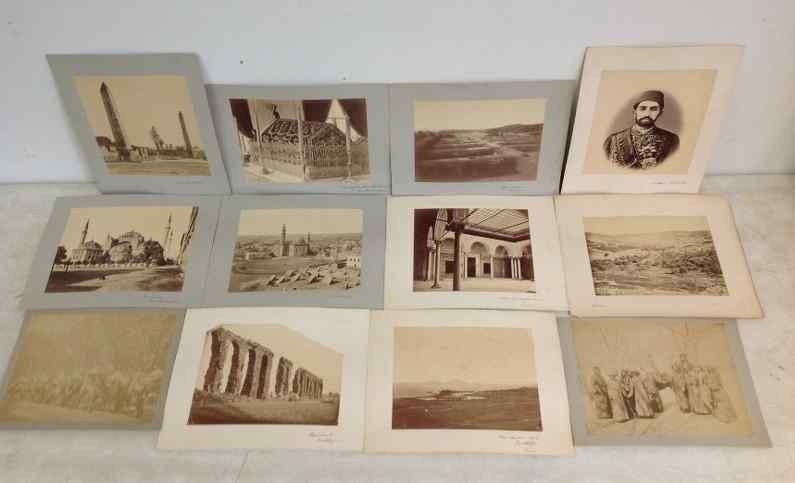 (12) EARLY ANONYMOUS MIDDLE EASTERN AND RELATED LARGE: (12) EARLY ANONYMOUS MIDDLE EASTERN AND RELATED LARGE FORMAT PHOTOGRAPHS. MOST IN 9" X 11" RANGE. FROM THE BERT M. ZUCKERMAN COLLECTION.