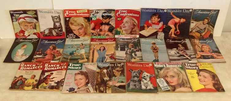23 1940'S 50'S MAGAZINES INCLUDING TRUE CONFESSIONS,: 23 1940'S 50'S MAGAZINES INCLUDING TRUE CONFESSIONS, THE AMERICAN GIRL, WOMAN'S DAY AND RANCH ROMANCES, HAVE TEARS AND WEAR, AS PICTURED