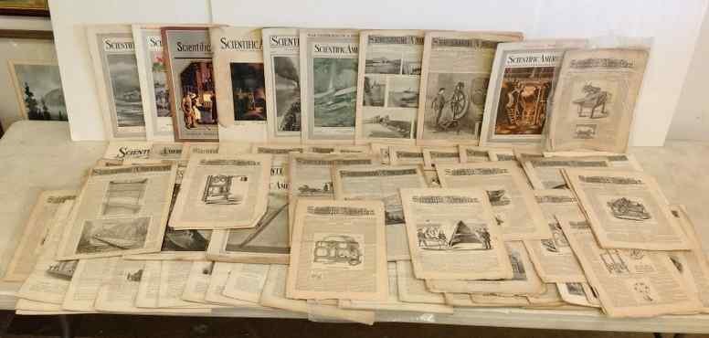 LARGE LOT OF LATE 1800'S-EARLY 1900'S JOURNALS: LARGE LOT OF LATE 1800'S-EARLY 1900'S JOURNALS INCLUDING SCIENTIFIC AMERICAN AND AMERICAN MACHINIST, HAVE WEAR AND COVERS LOOSE, AS PICTURED
