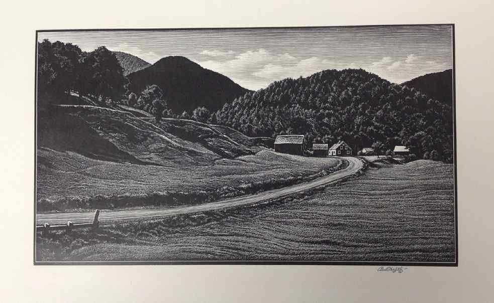 ASA CHEFFETZ SIGNED PRINT RURAL FARM LANDSCAPE, PLATE: ASA CHEFFETZ SIGNED PRINT RURAL FARM LANDSCAPE, PLATE MEASURES 10 1/2"X 13 1/2", AS PICTURED