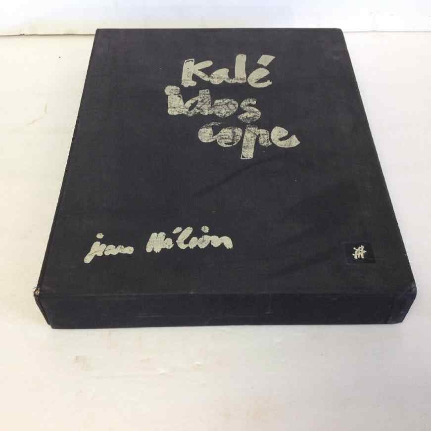 JEAN HELION "KALEIDOSCOPE" 56 INK ABSTRACTIONS IN BOXED: JEAN HELION "KALEIDOSCOPE" 56 INK ABSTRACTIONS IN BOXED SET, EDITION #6/99. INCLUDES A SIGNED EXPLANATION OF HIS WORK. WATERMARK STAMP ON BACKS.