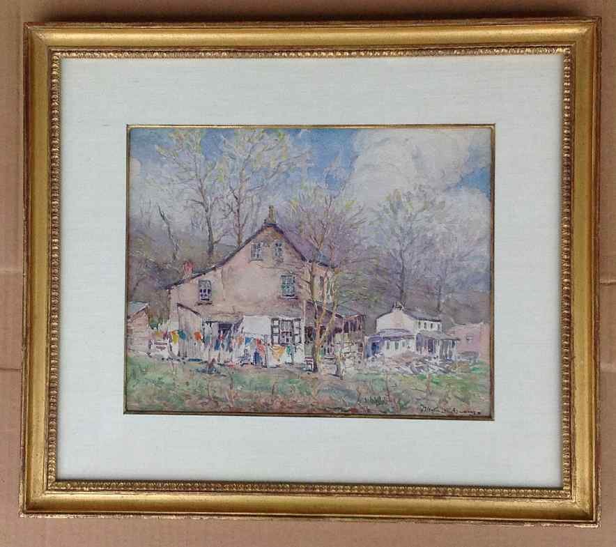 NICOLA D'ASCENZO W/C LANDSCAPE W/OLDER HOMES, SIGNED (1 of 4)