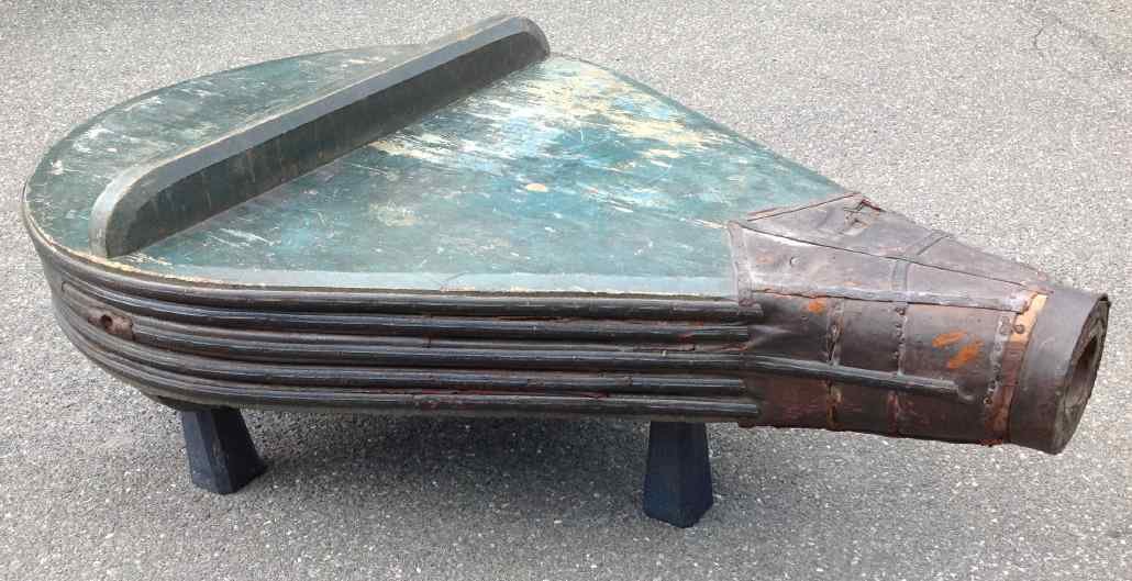 LARGE BELLOWS COFFEE TABLE IN OLD BLUE PAINT, MADE IN (1 of 2)
