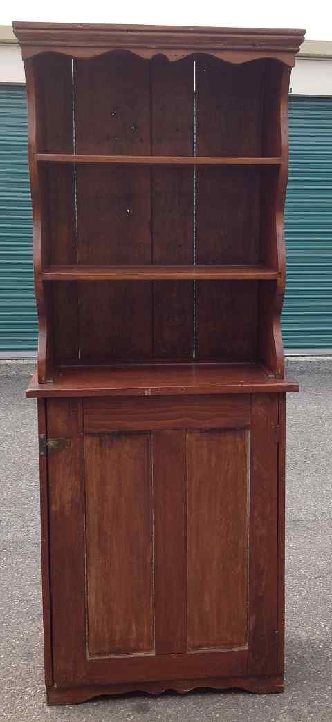 REFINISHED PINE COUNTRY CUPBOARD, OPEN SHELF TOP, 1 (1 of 2)