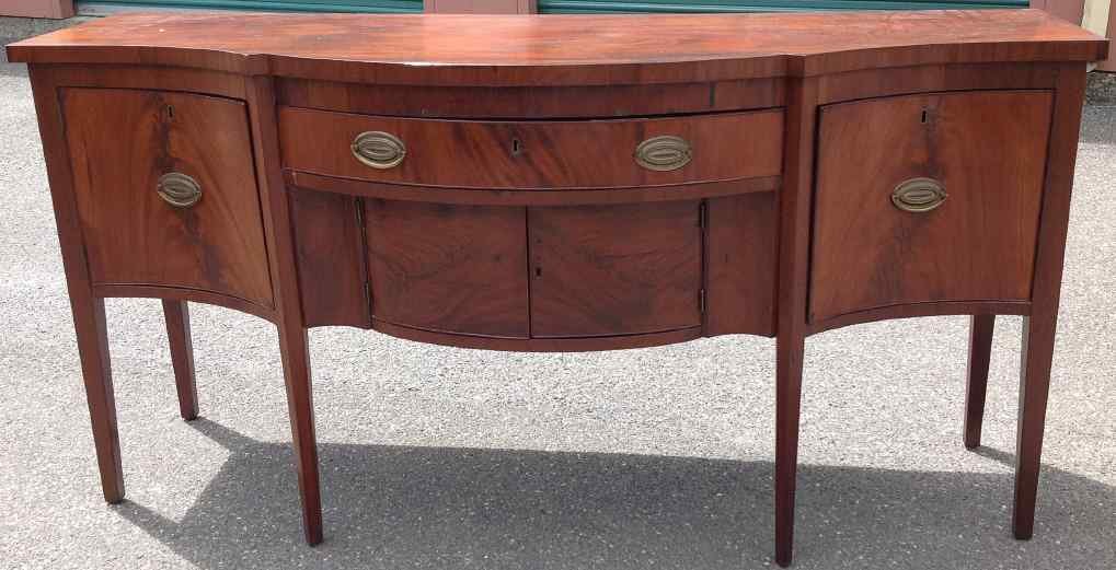 EARLY FLAMED MAHOGANY SIDEBOARD, MEASURES 71" ACROSS, (1 of 6)