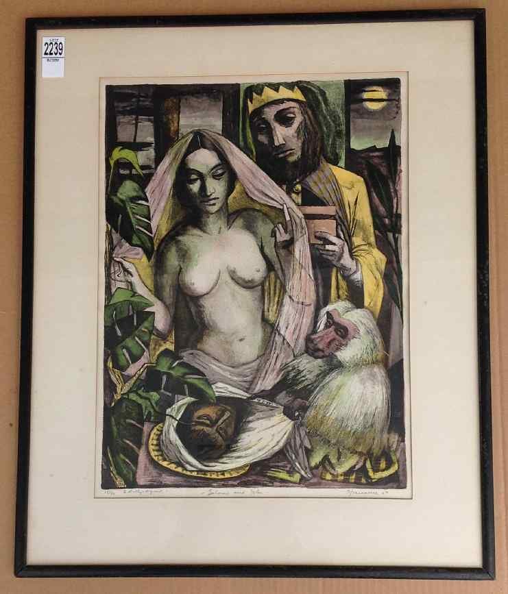 BENTON SPRUANCE SIGNED PRINT- TITLED SALOME AND JOHN (1 of 4)