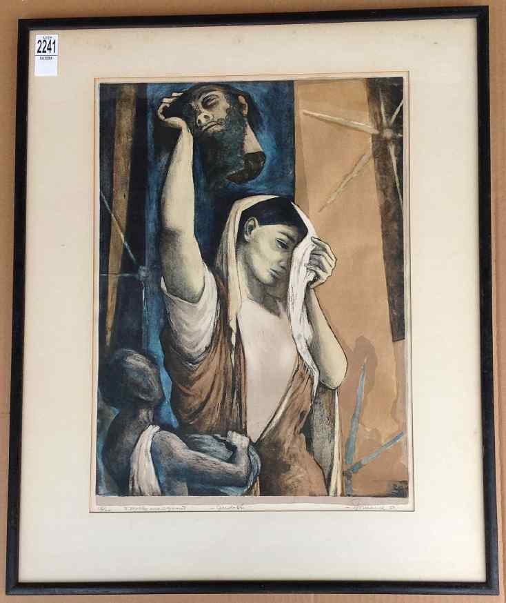 BENTON SPRUANCE SIGNED PRINT- TITLED JUDITH 1950, (1 of 3)