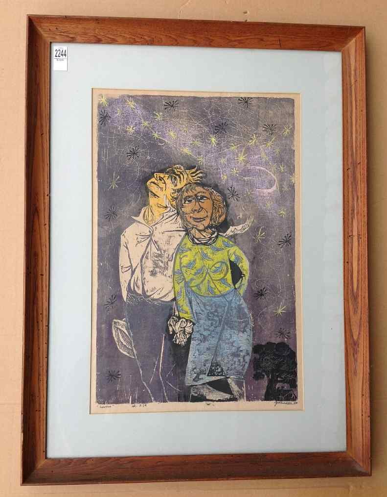 1950 PRINT TITLED LOVERS, EDITION 2/9, ILLEDGIBLY (1 of 4)
