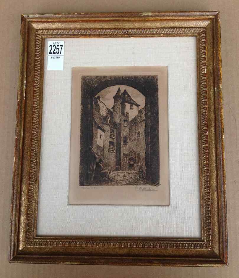SIGNED ETCHING LE CHATEAU DE MEAUCE, SIGNED F. (1 of 2)