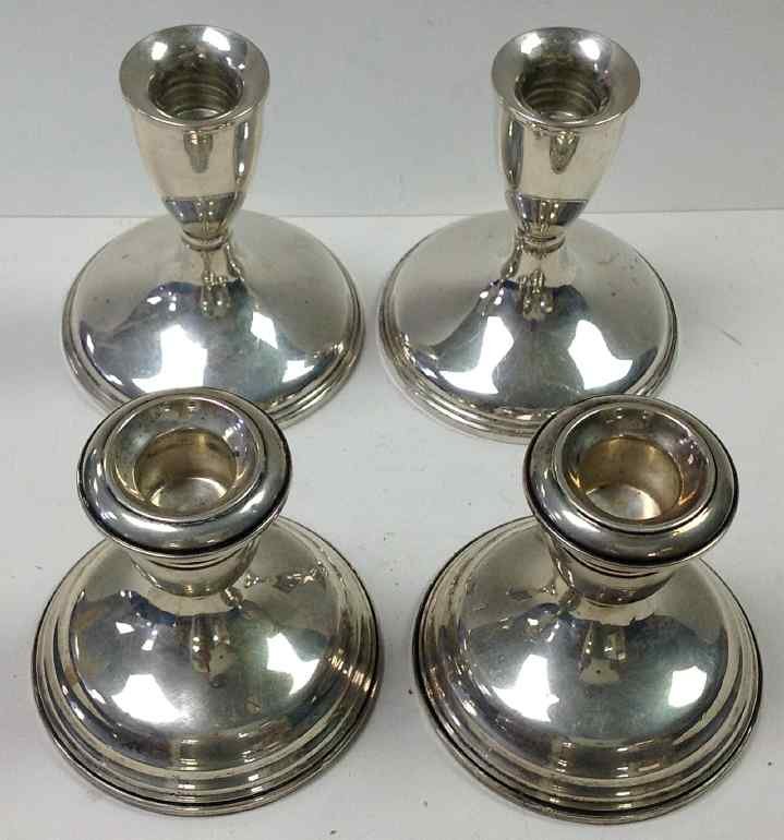 (2) WEIGHTED STERLING SILVER PAIRS OF CANDLESTICKS, (1 of 1)