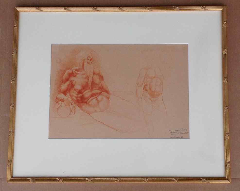 SABIN HOWARD RED CHARCOAL DRAWING FROM RELIEF OF (1 of 3)