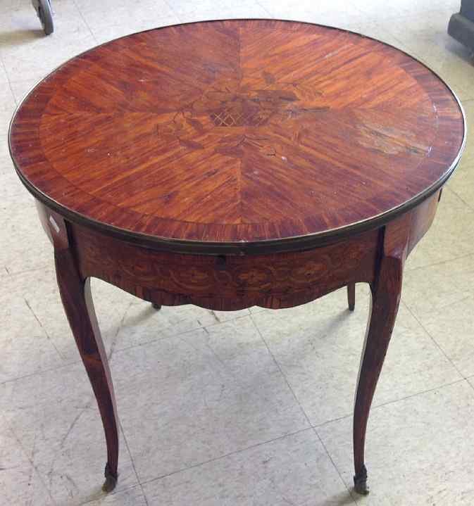 CIRCA 1920'S INLAID CONTINENTAL ROUND TABLE WITH 2 (1 of 2)