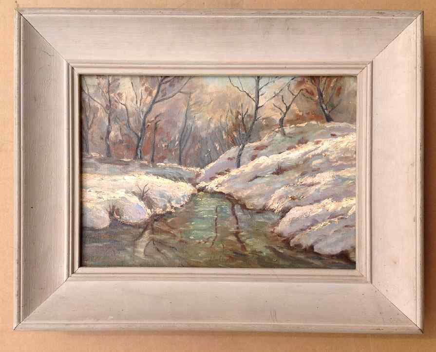 JOHN F CARLSON O/C WINTER LANDSCAPE WITH STREAM, CANVAS (1 of 3)