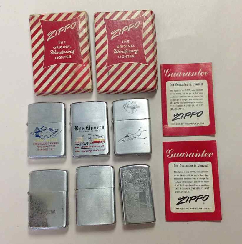6 OLDER ZIPPO LIGHTERS, SOME WITH ADVERTISING, 2 (1 of 2)