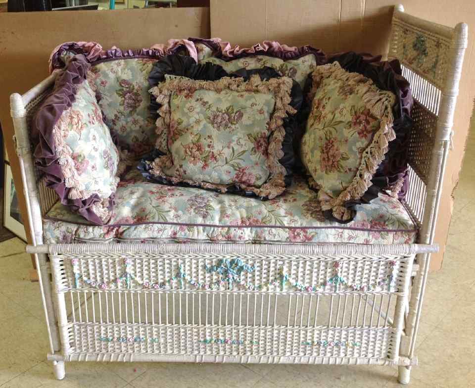 BEAUTIFUL VICTORIAN WICKER CRIB, CONVERTED IN TO (1 of 4)