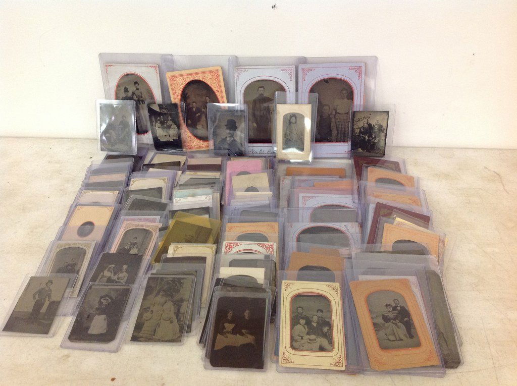 LOT OF 131 BETTER TINTYPES, FINE GROUP, ALL SIZES, (1 of 1)