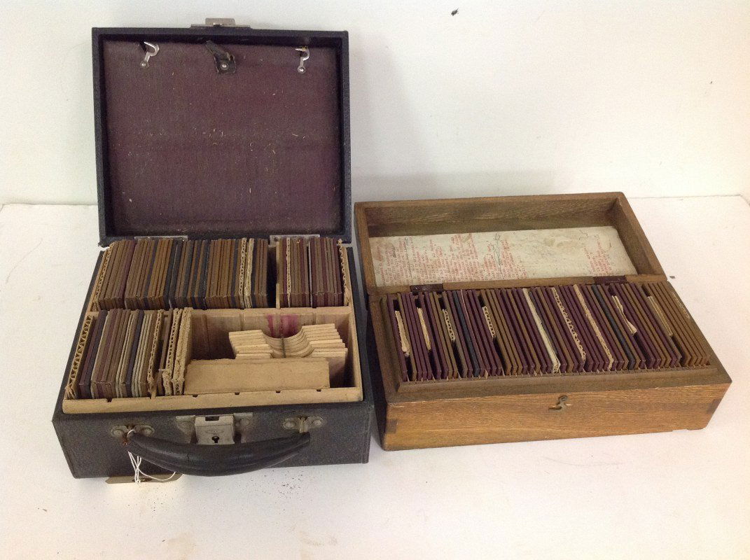 2 CASES OF MAGIC LANTERN GLASS SLIDES, MOSTLY RELIGIOUS (1 of 4)
