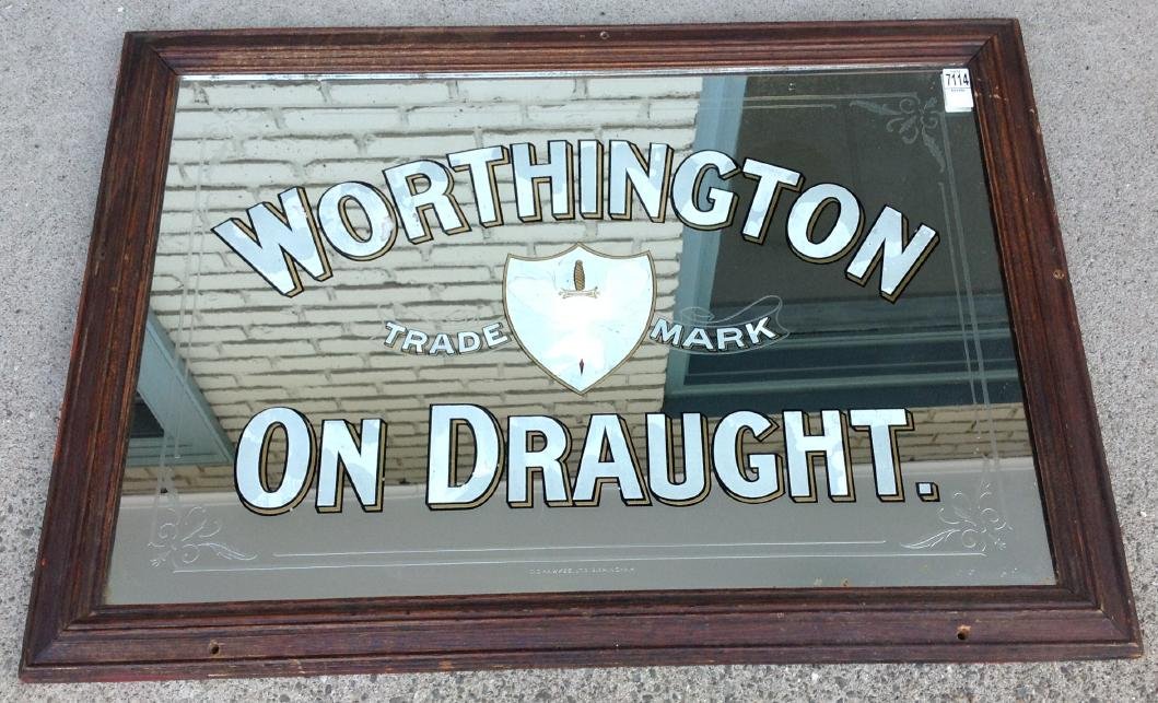 WORTHINGTON ON DRAUGHT REVERSE PAINTED MIRROR (1 of 1)