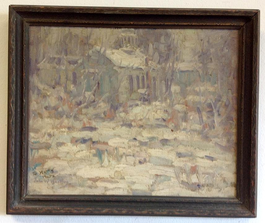 JOHN W BENTLEY IMPRESSIONIST O/B WINTER LANDSCAPE WITH (1 of 3)
