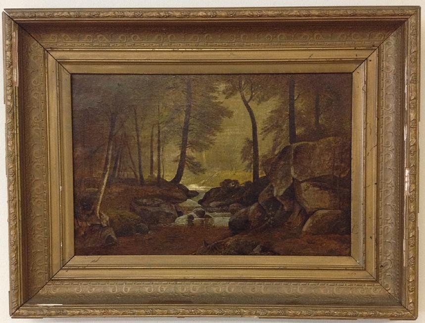 19TH CENTURY O/C LANDSCAPE W/STREAM RUNNING THROUGH, (1 of 3)