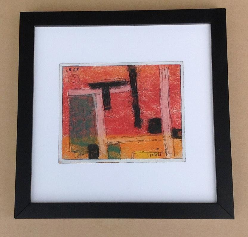 ROLPH SCARLETT ABSTRACT CRAYON DRAWING ON PAPER, (1 of 1)