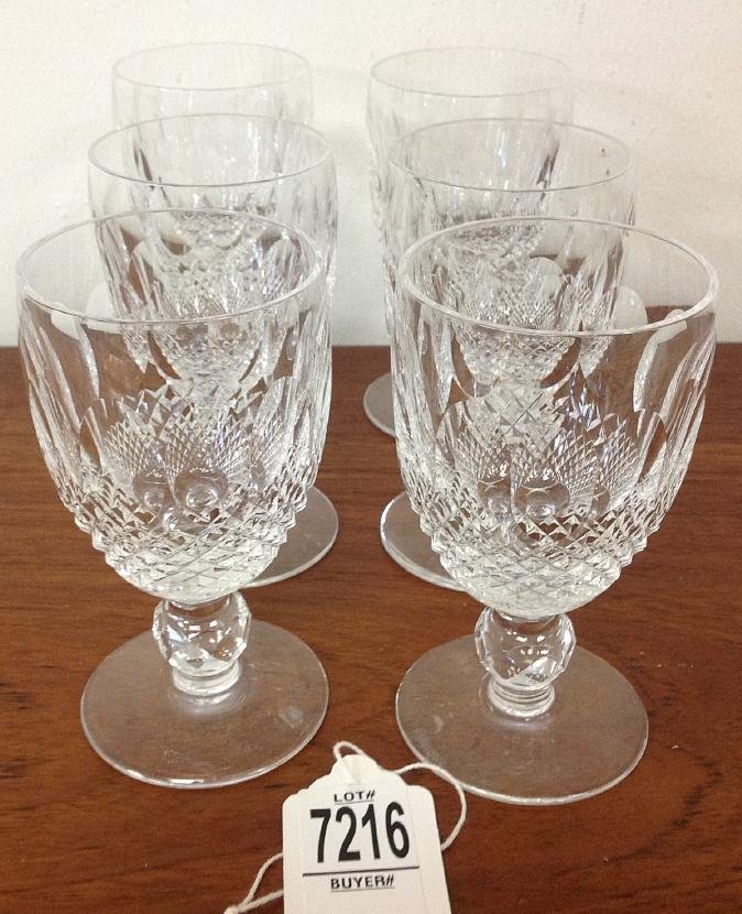 LOT OF 6 WATERFORD WINE GLASSES, MEASURE 4 3/4" TALL, 2: LOT OF 6 WATERFORD WINE GLASSES, MEASURE 4 3/4" TALL, 2 1/2" ACROSS, AS PICTURED