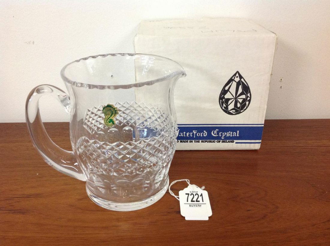 WATERFORD 1 1/2 PINT JUG WITH LABEL AND ORIGINAL BOX, (1 of 1)
