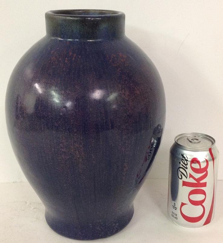 FULPER 12" HIGH BLUE AND PURPLE ART POTTERY VASE, (1 of 3)