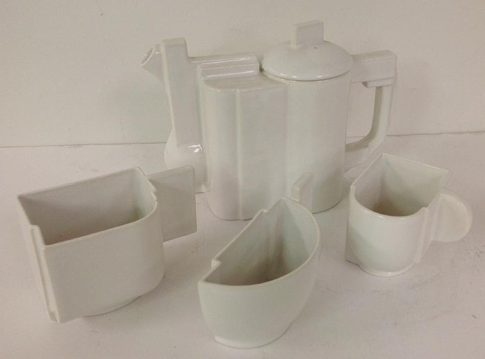 4 PC MALEVICH WHITE PORCELAIN TEA SET, BOTTOM READS: (1 of 1)