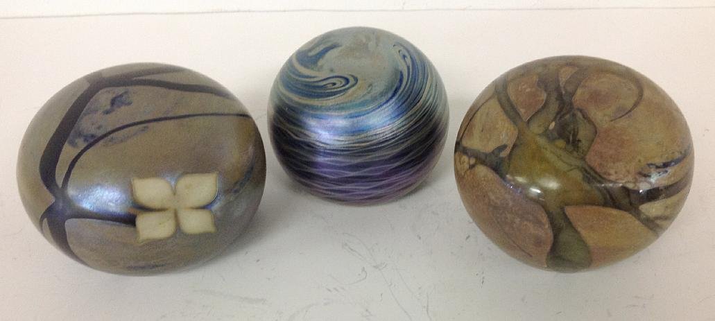 (3) KEITH BOWLBY ARTGLASS PAPERWEIGHTS,  CIRCA LATE (1 of 1)