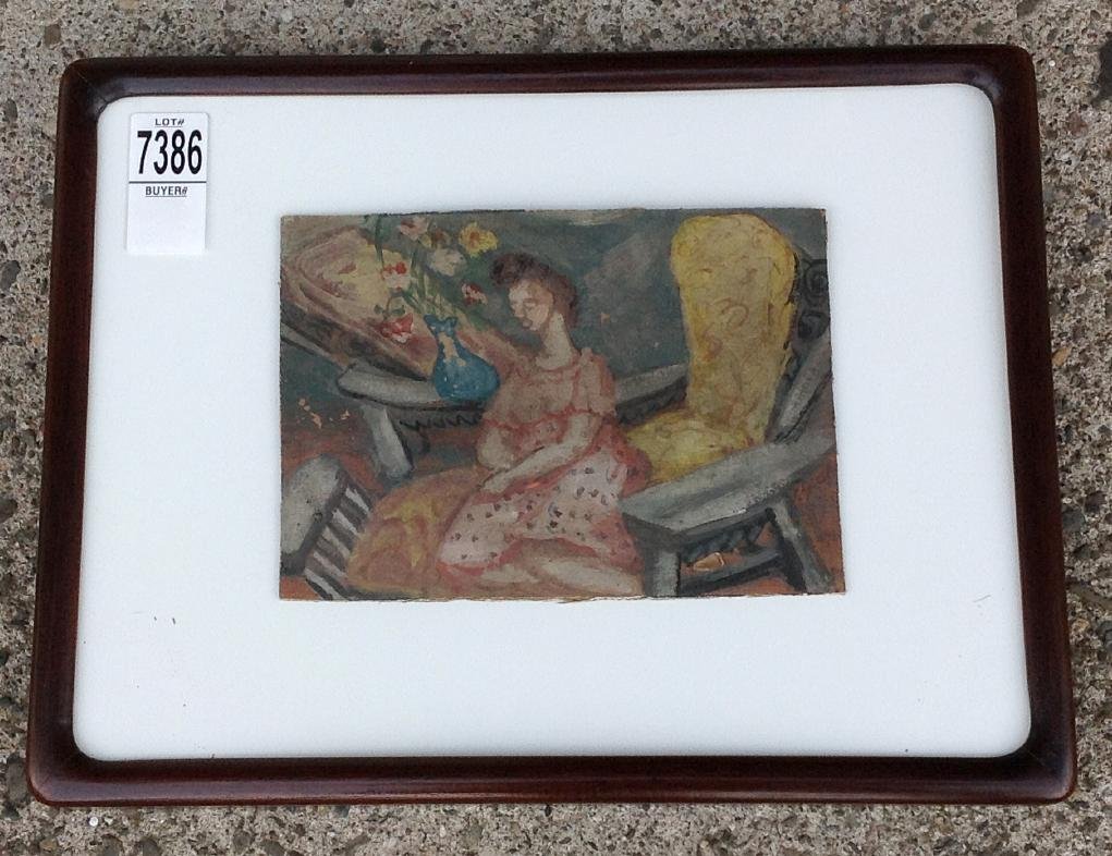 AGNES HART GOAUCHE ON BOARD TITLED SUMMER HOUR, (1 of 3)