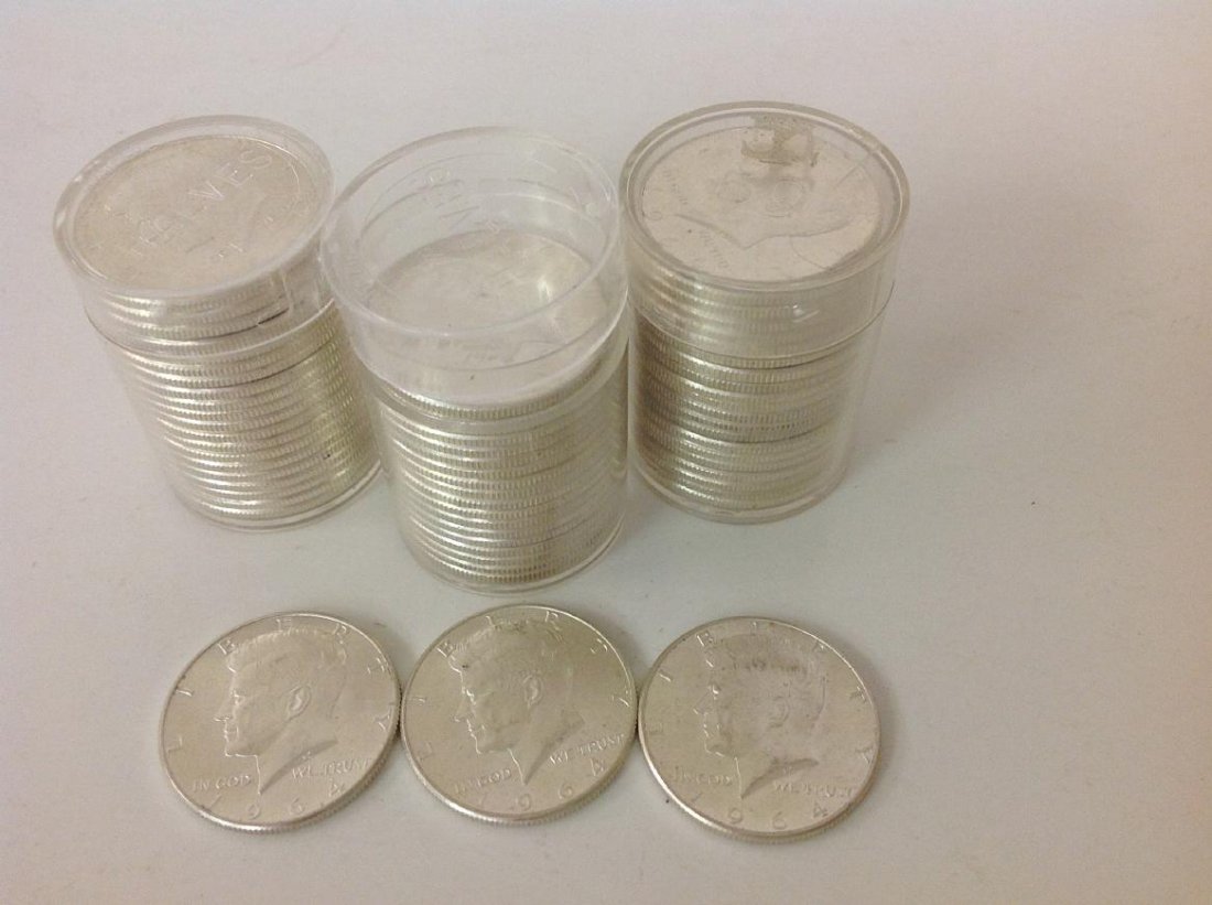 (3) ROLLS HIGH GRADE 1964 KENNEDY HALF DOLLARS (60 (1 of 1)