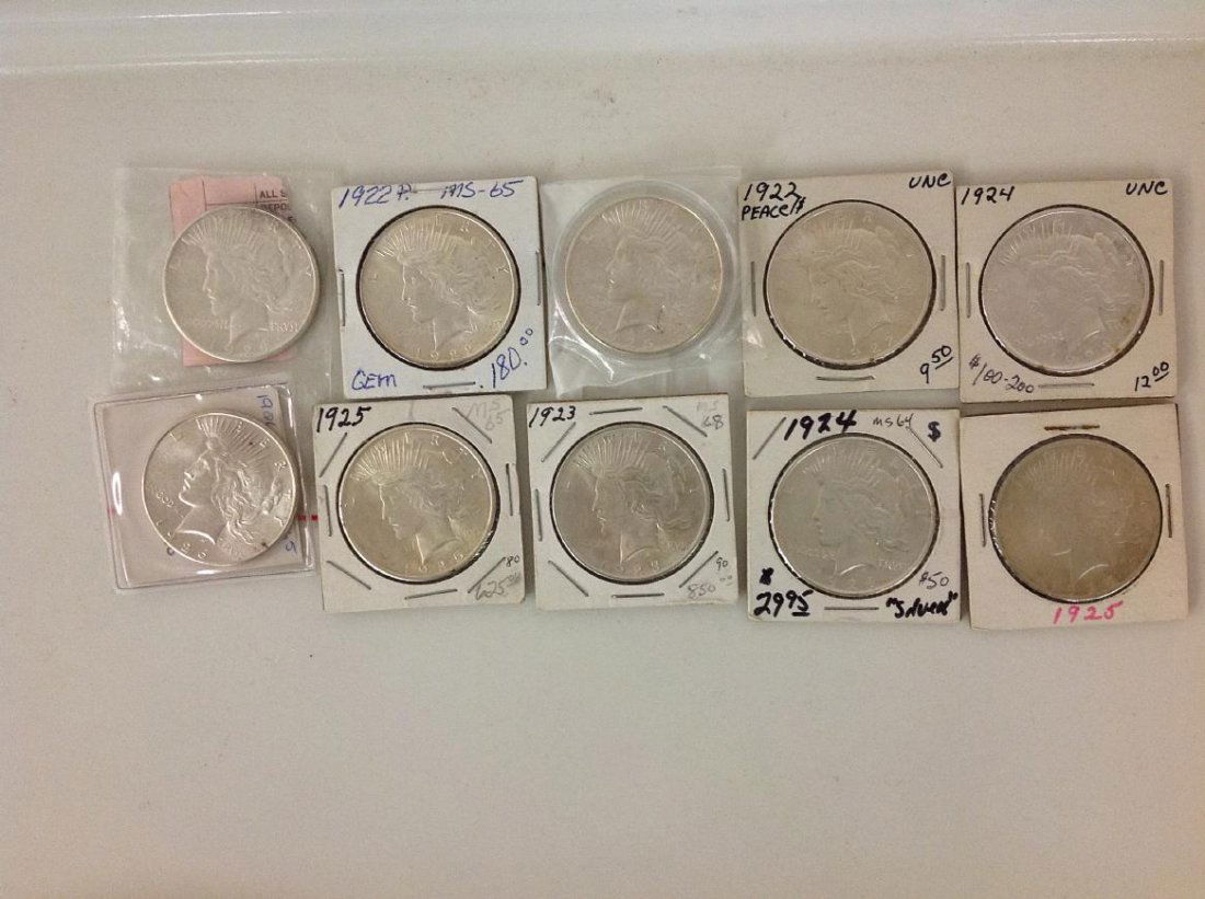 (10) HIGH GRADE PEACE DOLLARS, COMMON DATES. 1926 S, (1 of 2)