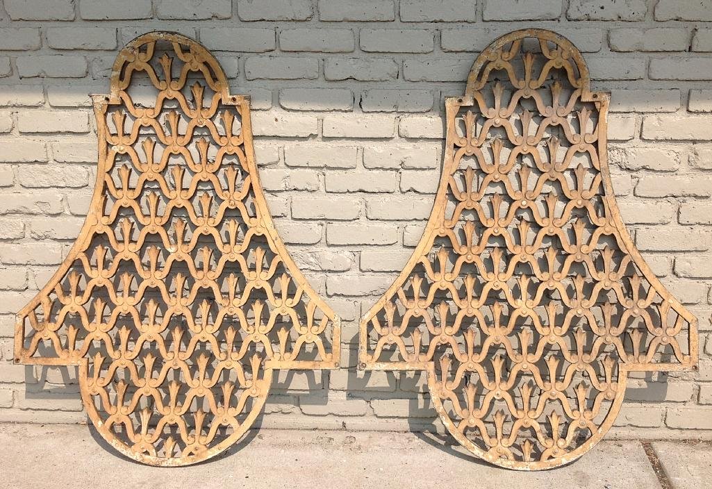 PAIR IRON DECORATIVE CEILING GRATES FROM THE MCALPIN (1 of 3)