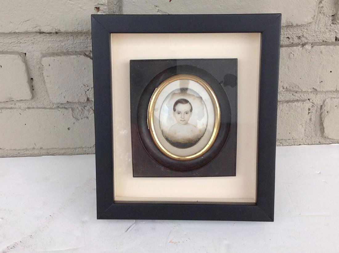 19TH C MINIATURE PAINTNG OF YOUNG CHILD IN CONTEMPORARY (1 of 1)