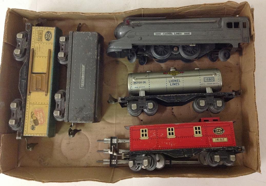 SET OF LIONEL METAL TRAINS WITH ENGINE 1688E, FAIR TO (1 of 1)