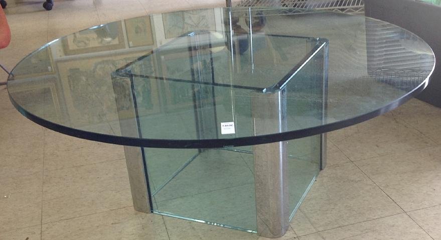 MID CENTURY STYLE CHROME & GLASS TOP COFFEE TABLE, (1 of 2)