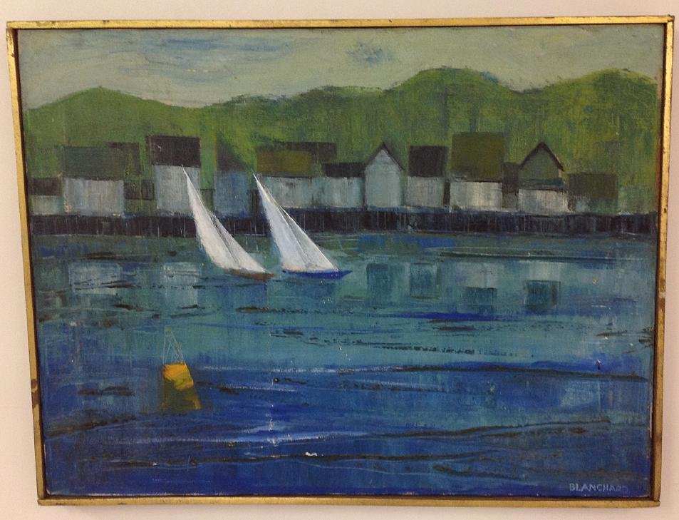 ROBERT BLANCHARD IMPRESSIONIST O/C 2 SAILBOATS WITH (1 of 1)