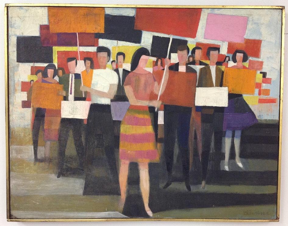 ROBERT BLANCHARD IMPRESSIONIST O/C PROTESTERS (1 of 1)