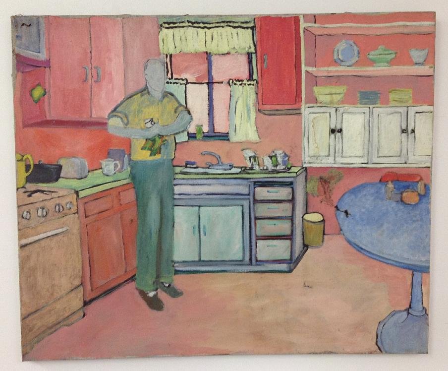 ROBERT BLANCHARD O/C MAN STANDING IN KITCHEN, UNSIGNED, (1 of 1)