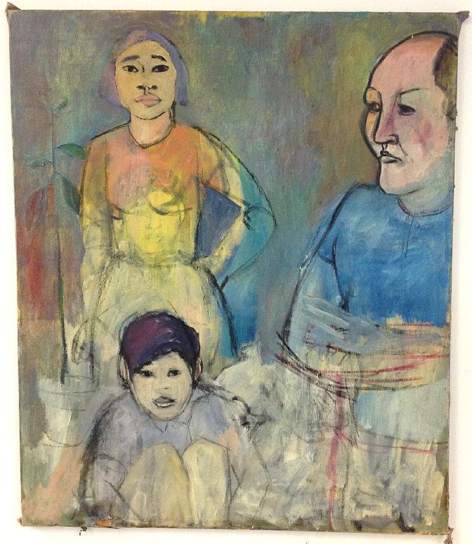 ROBERT BLANCHARD IMPRESSIONIST O/C ASIAN FAMILY, CIRCA (1 of 1)