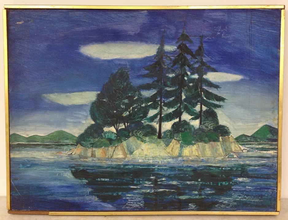 ROBERT BLANCHARD O/B LAKE WITH ISLAND OF TREES, (1 of 1)