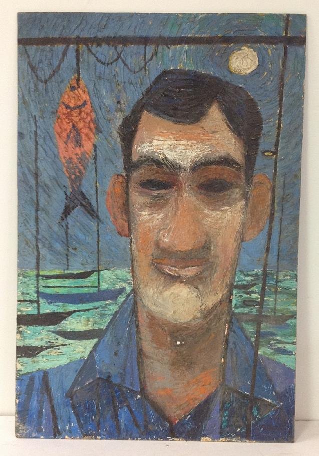 ROBERT BLANCHARD IMPRESSIONIST O/B FISHERMAN STANDING (1 of 1)