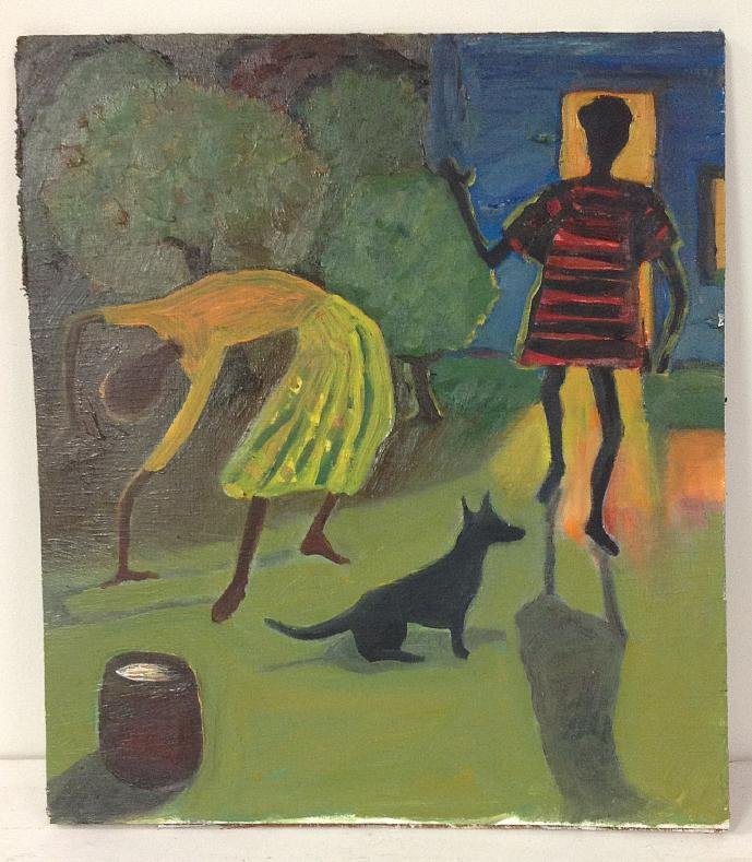 ROBERT BLANCHARD OIL ON WOOD PANEL, BLACK PEOPLE (1 of 1)