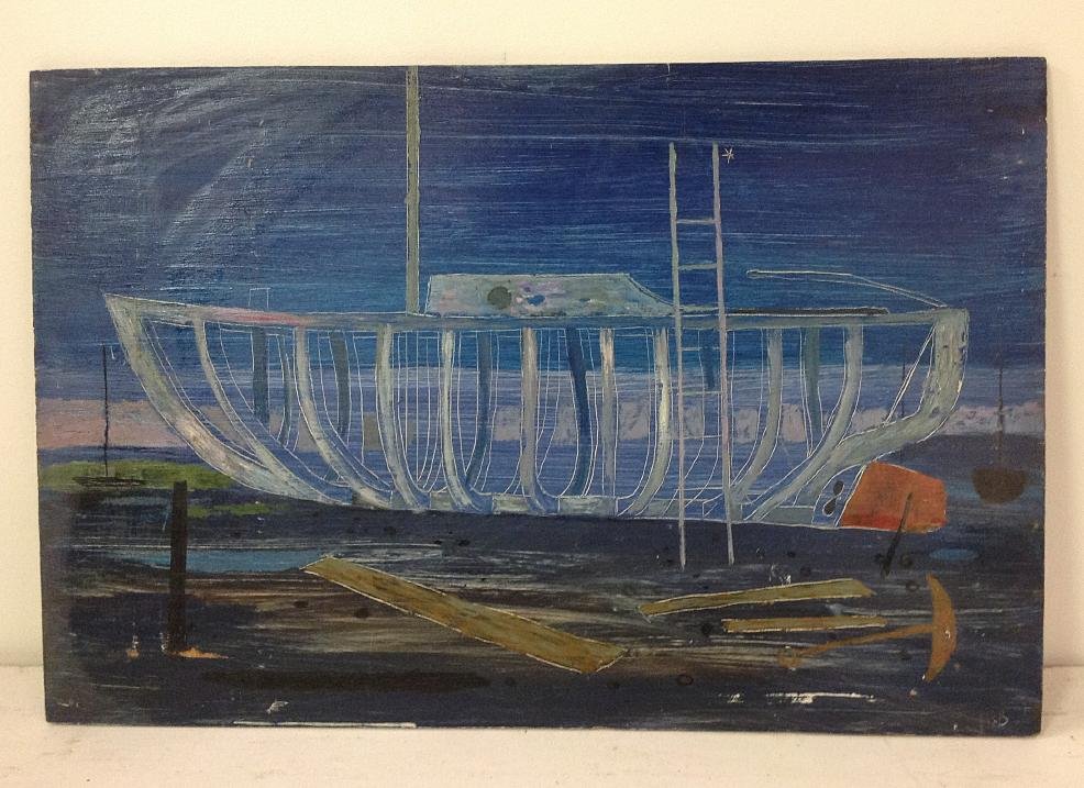 ROBERT BLANCHARD OIL ON WOOD PANEL, BOAT FRAME, CIRCA (1 of 1)