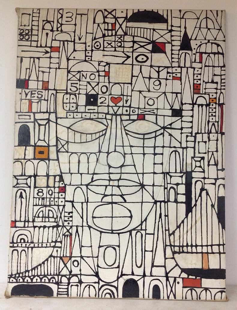 ROBERT BLANCHARD ABSTRACT O/C FACE IN THE CITY, CIRCA (1 of 1)